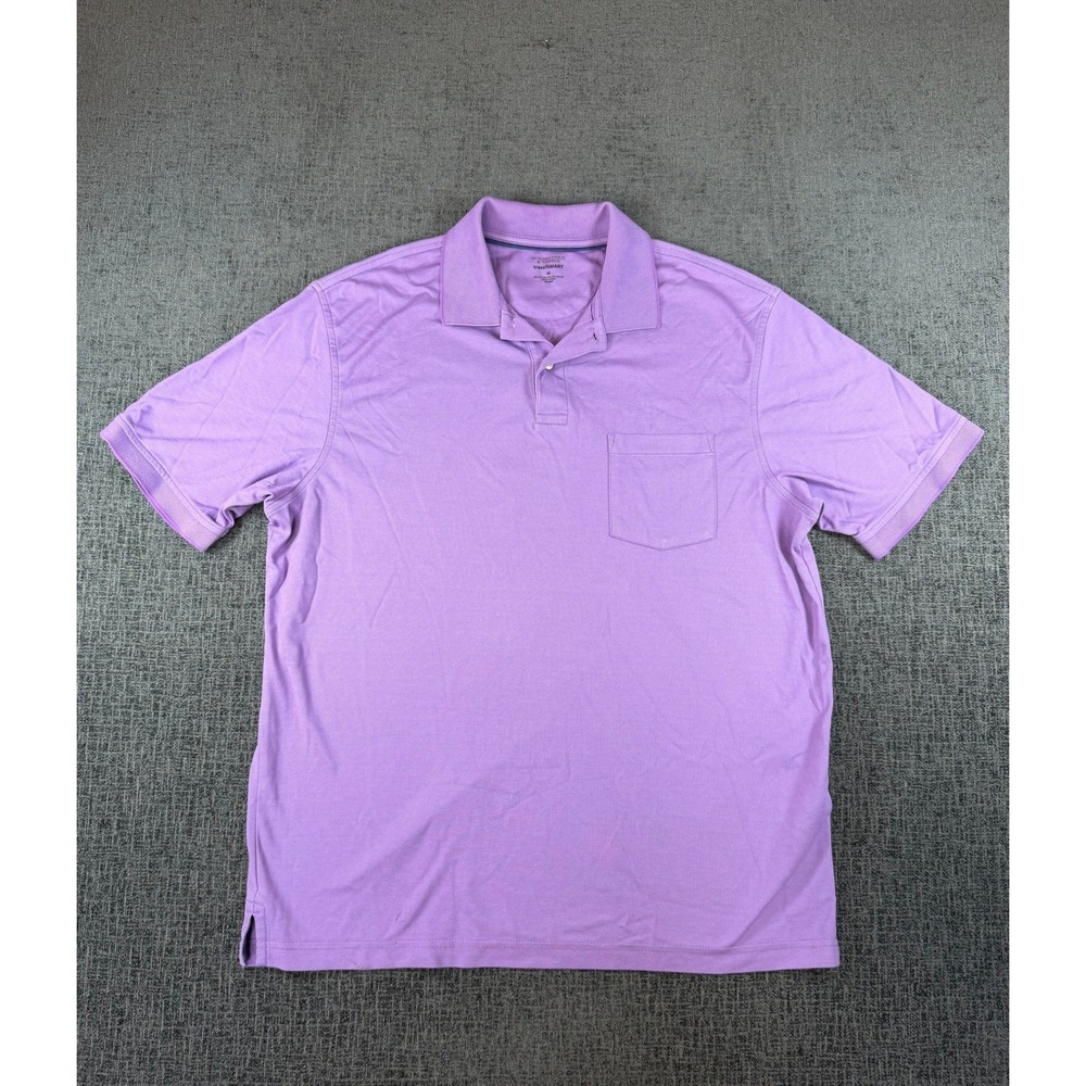 Roundtree & Yorke travelSMART Mens Medium Purple Short Sleeve Pocket Polo Shirt